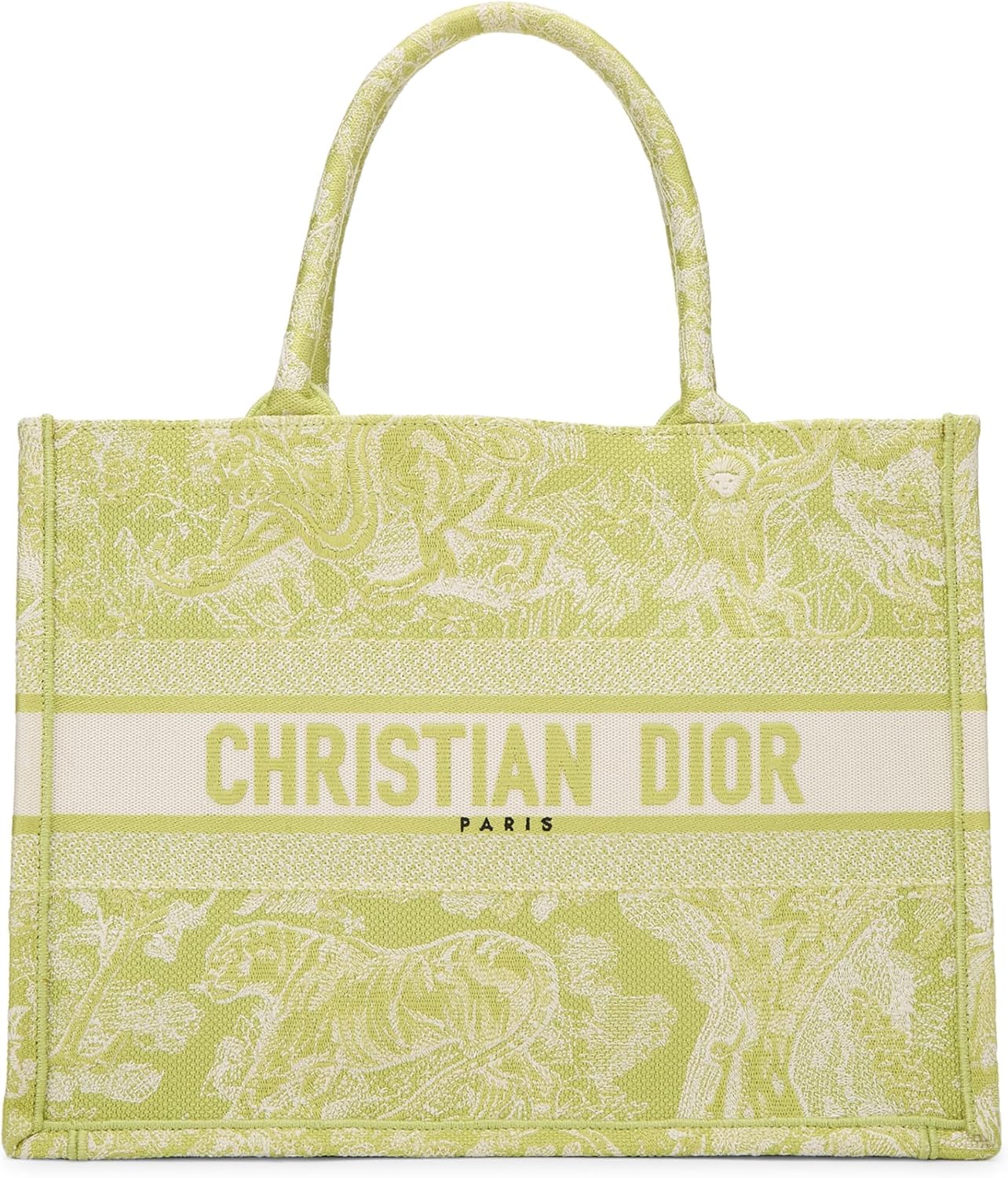 Christian Dior, Green Embroidered Canvas Book Tote Medium, Green