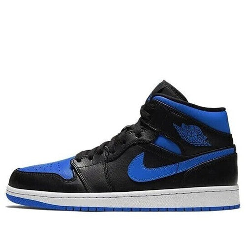 NIKE AIR JORDAN 1 MID "BLACK/BLUE" 554724-068 Men's Shoes Sneakers Brand