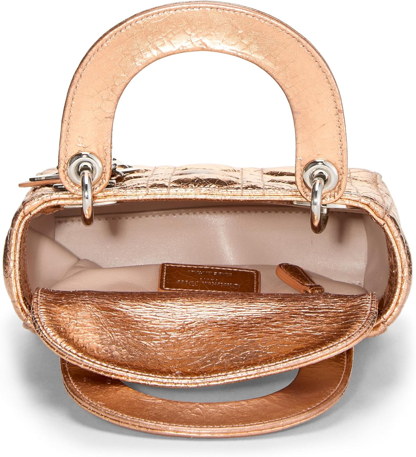Christian Dior, Rose Gold Lambskin Lady Dior Mini, Pink