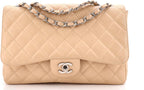 Chanel, Classic Single Flap Bag Quilted Caviar Jumbo, Neutral