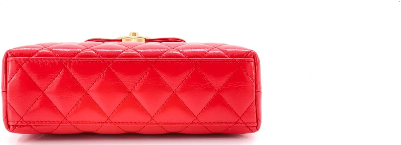 Chanel, Kelly Top Handle Shopping Bag Quilted Shiny Aged Calfskin Mini, Red