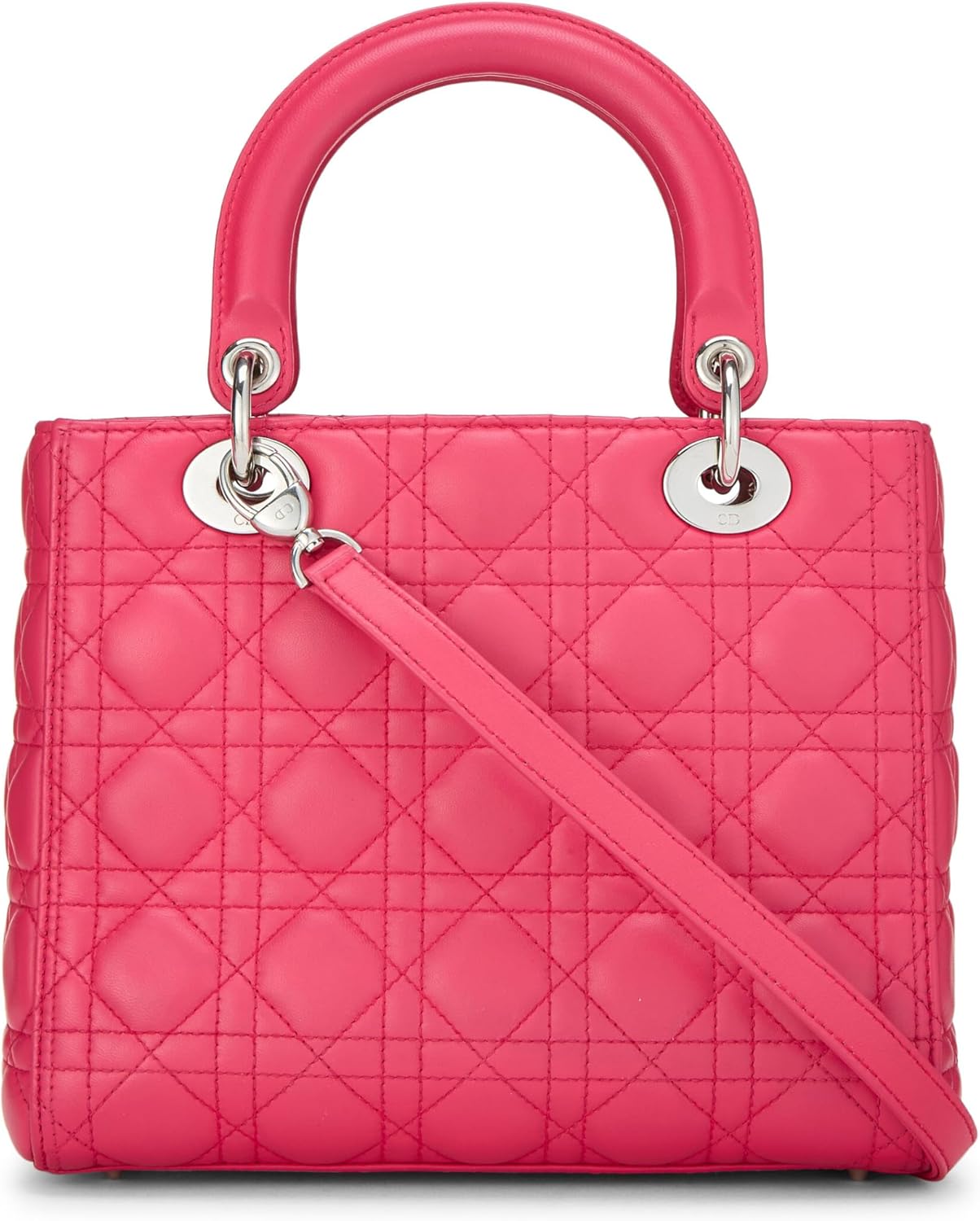 Dior, Pink Cannage Quilted Lambskin Lady Dior Medium, Pink