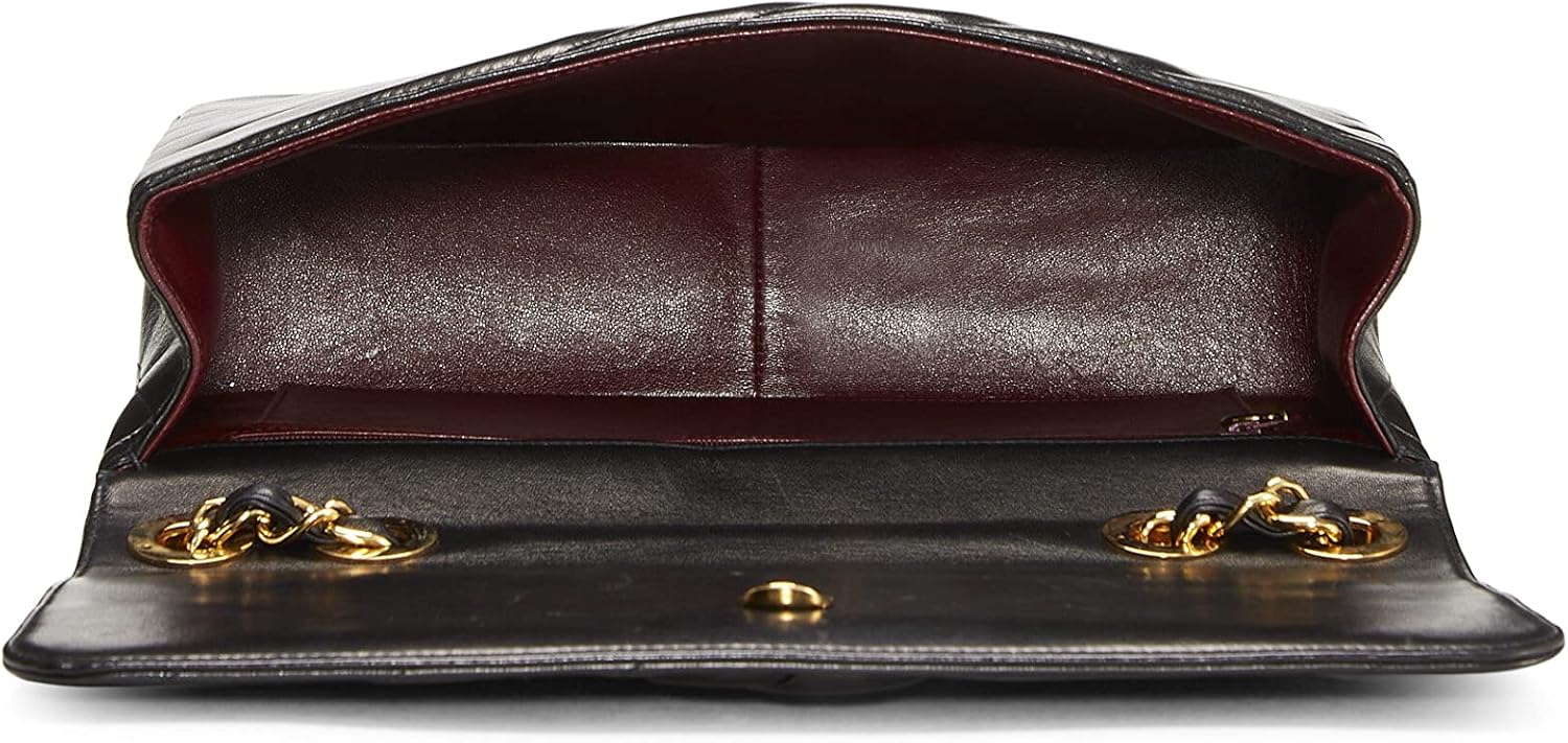 Chanel, Black Diagonal Lambskin Flap Jumbo, Black