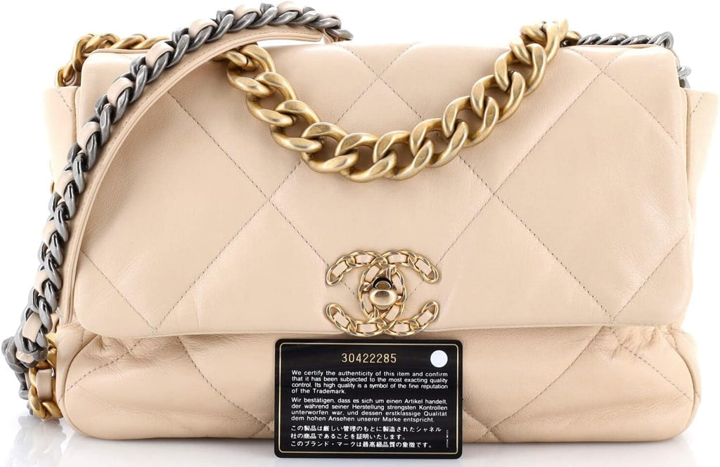 Chanel, 19 Flap Bag Quilted Leather Large, Neutral