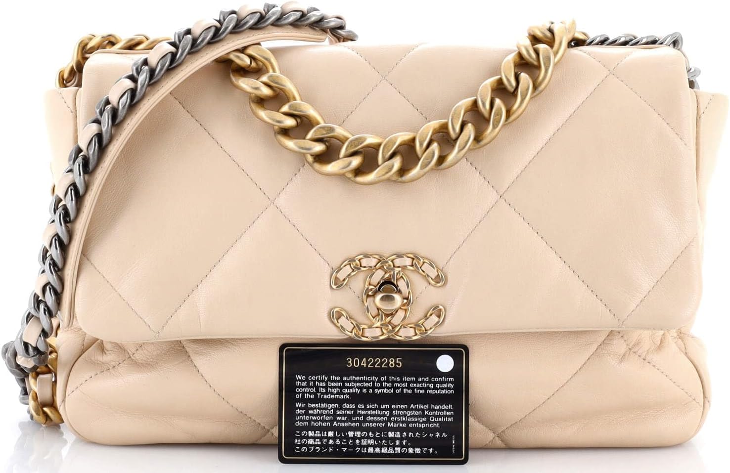 Chanel, 19 Flap Bag Quilted Leather Large, Neutral