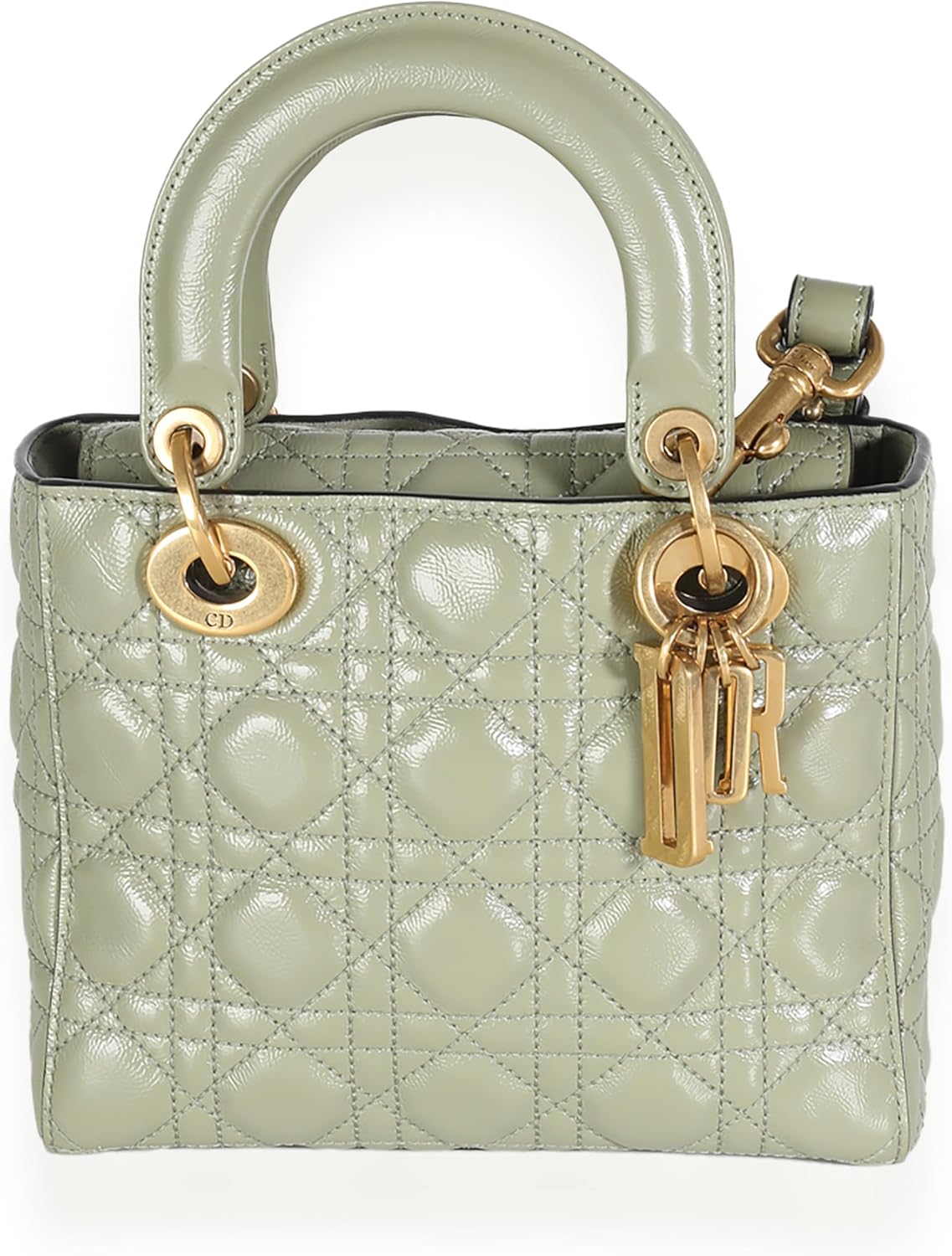 Dior, Green Crinkled Patent Cannage Lucky Badges My Lady Dior Bag, Green