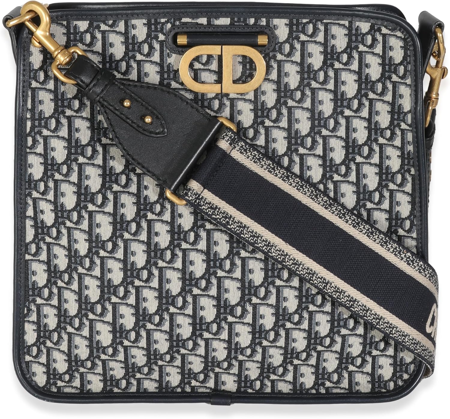 Dior, Navy Oblique Canvas CD Hobo, Beige, Blue