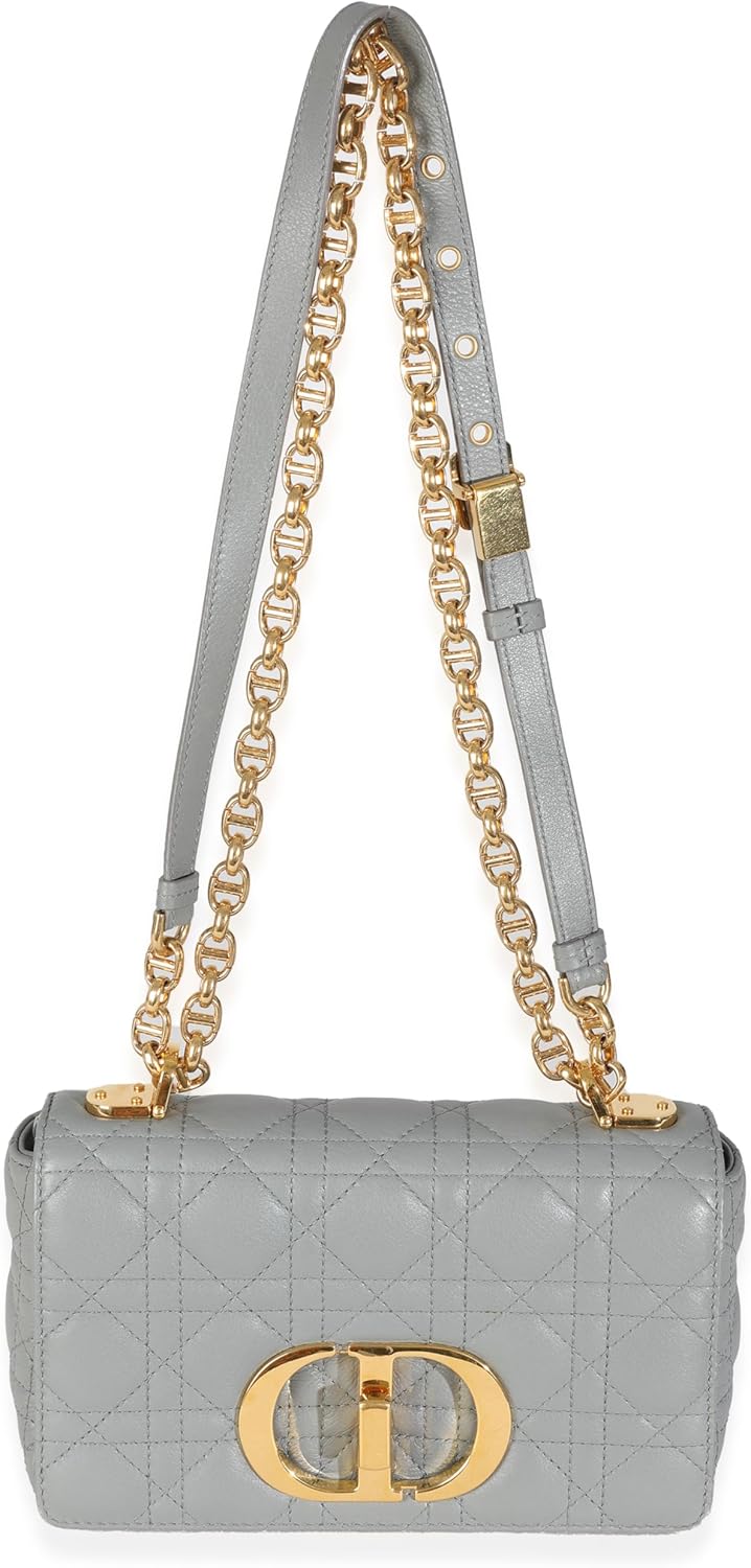 Dior, Blue Supple Calfskin Small Caro Chain Bag, Blue, Gray