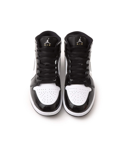 Nike Air Jordan 1 Mid SE Patent Black White Metallic HV0789-010 Men's Size