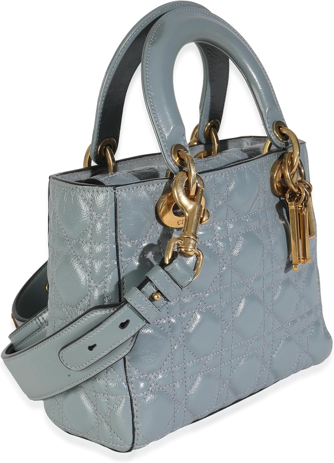 Dior, Blue Crinkled Patent Cannage Small My ABCDior Lady Dior, Blue