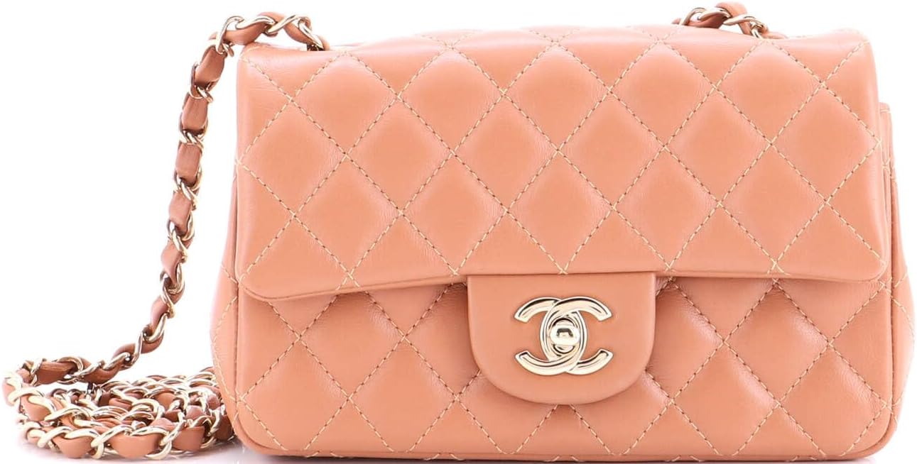 Chanel, Classic Single Flap Bag Quilted Lambskin Mini, Brown