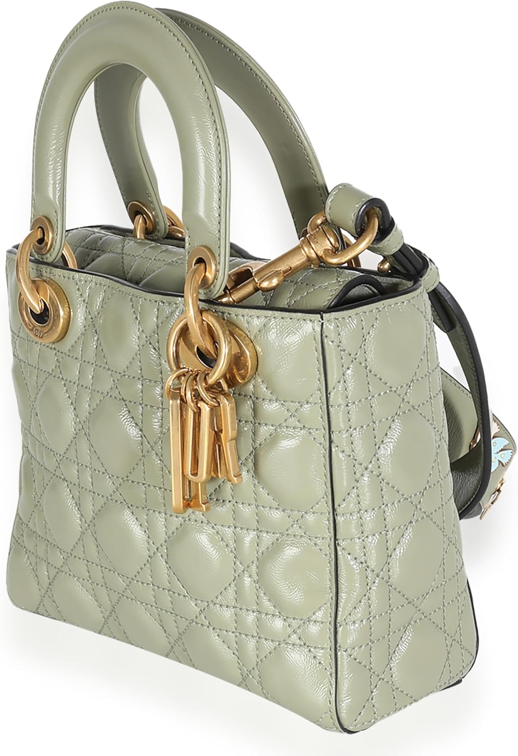 Dior, Green Crinkled Patent Cannage Lucky Badges My Lady Dior Bag, Green