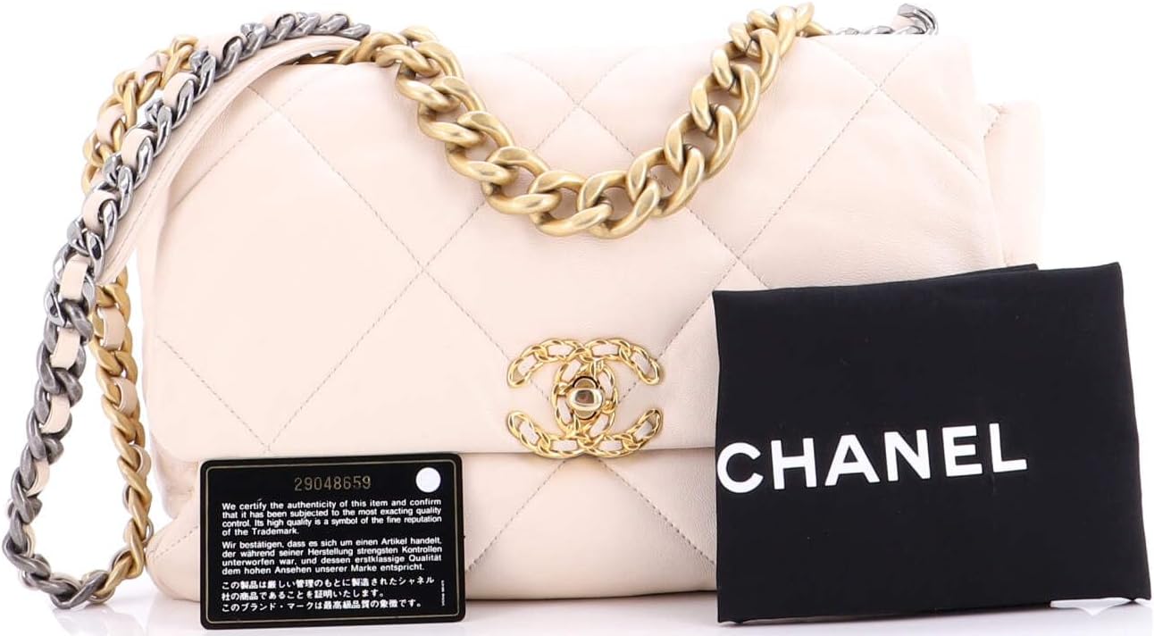 Chanel, 19 Flap Bag Quilted Leather Large, Neutral