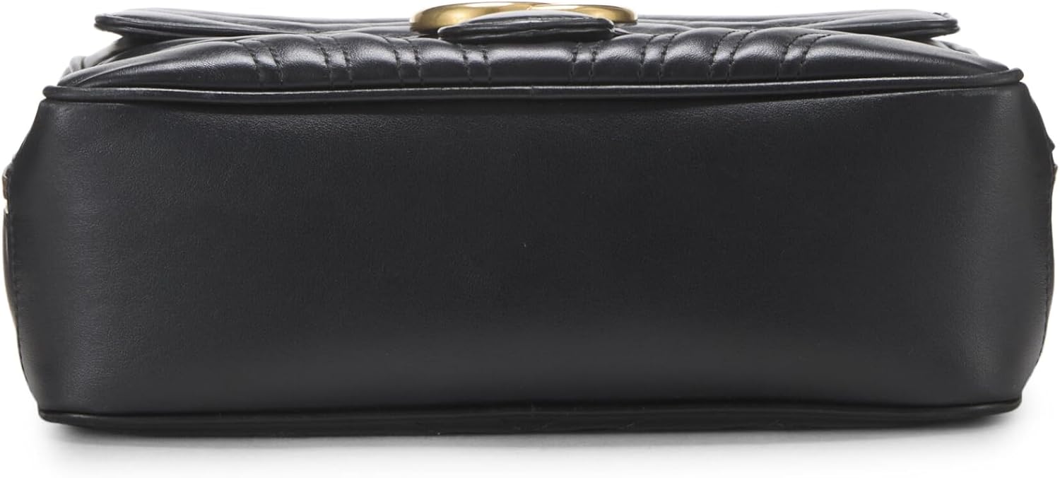 Gucci, Black Leather GG Marmont Top Handle Shoulder Bag Small, Black