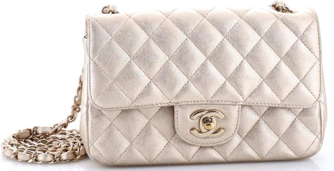 Chanel, Classic Single Flap Bag Quilted Metallic Lambskin Mini, Gold