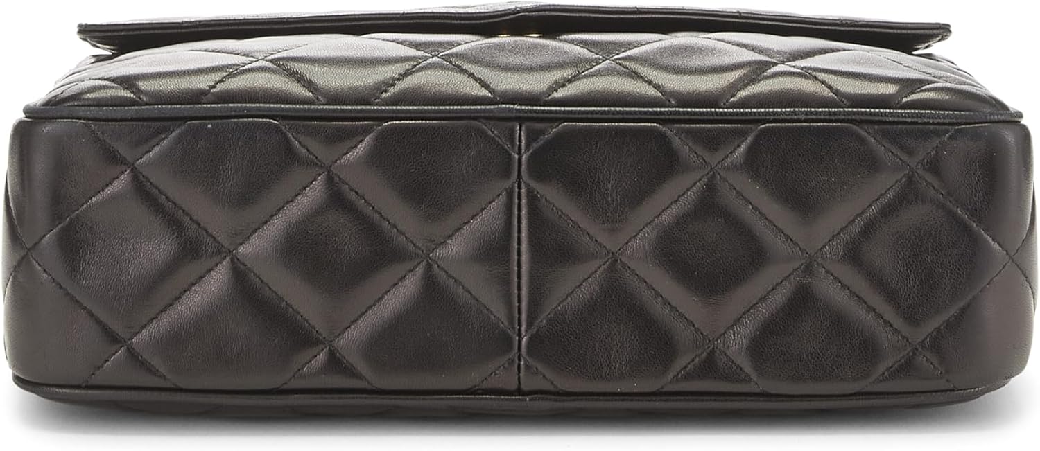 Chanel, Black Quilted Lambskin Envelope Flap Shoulder Bag, Black