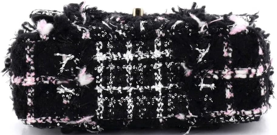 Chanel, Classic Single Flap Bag Quilted Tweed and Sequins Mini, Black