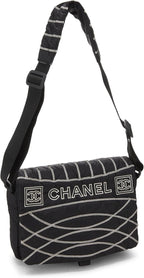 Chanel, Black Quilted Nylon Sportline Messenger Bag, Black