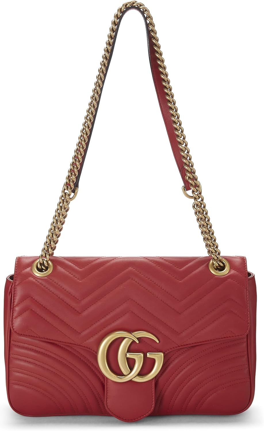 Gucci, Red Leather GG Marmont Shoulder Bag, Red