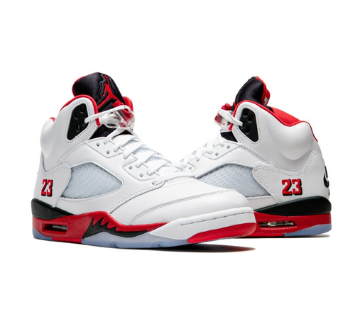 Nike Air Jordan 5 Retro Fire Red Black Tongue HQ7978-101 Men's Size